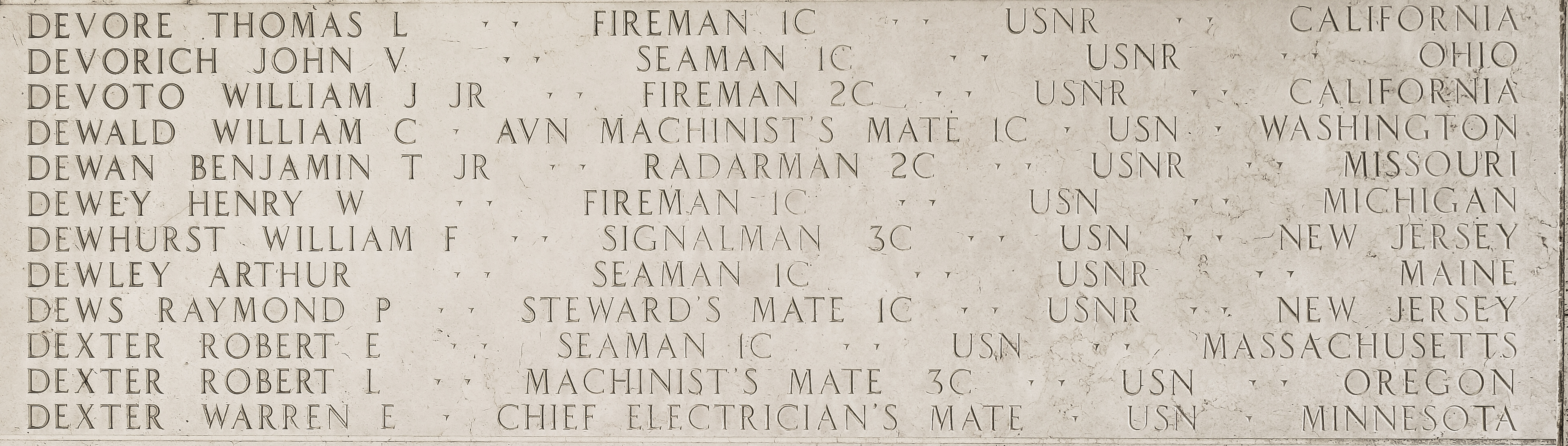 Benjamin T. Dewan, Radarman Second Class